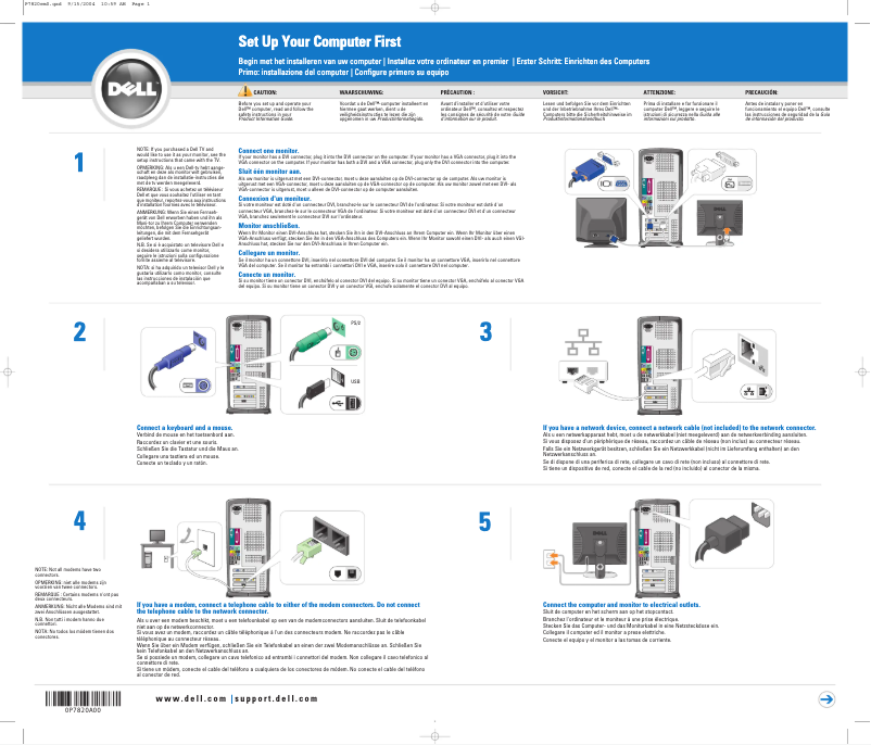 Page 1 de la notice Guide d'installation Dell Dimension 8400