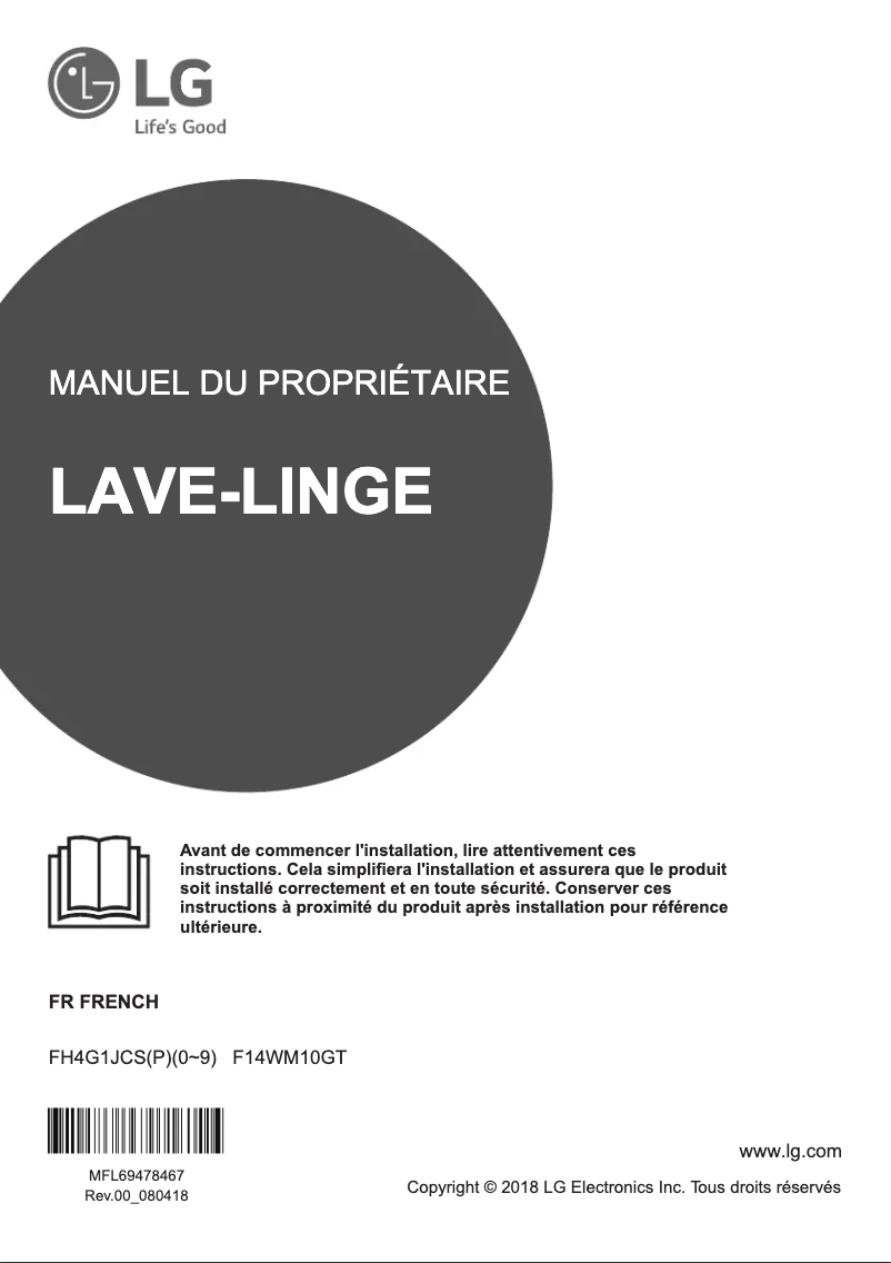 Page n°1 - Manuel utilisateur LG F14WM10GT