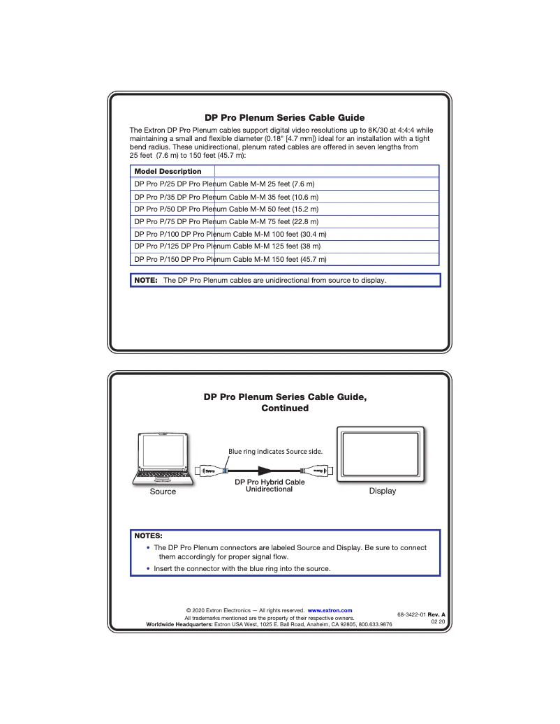 Page n°1 - Manuel utilisateur Extron DP Pro P/150