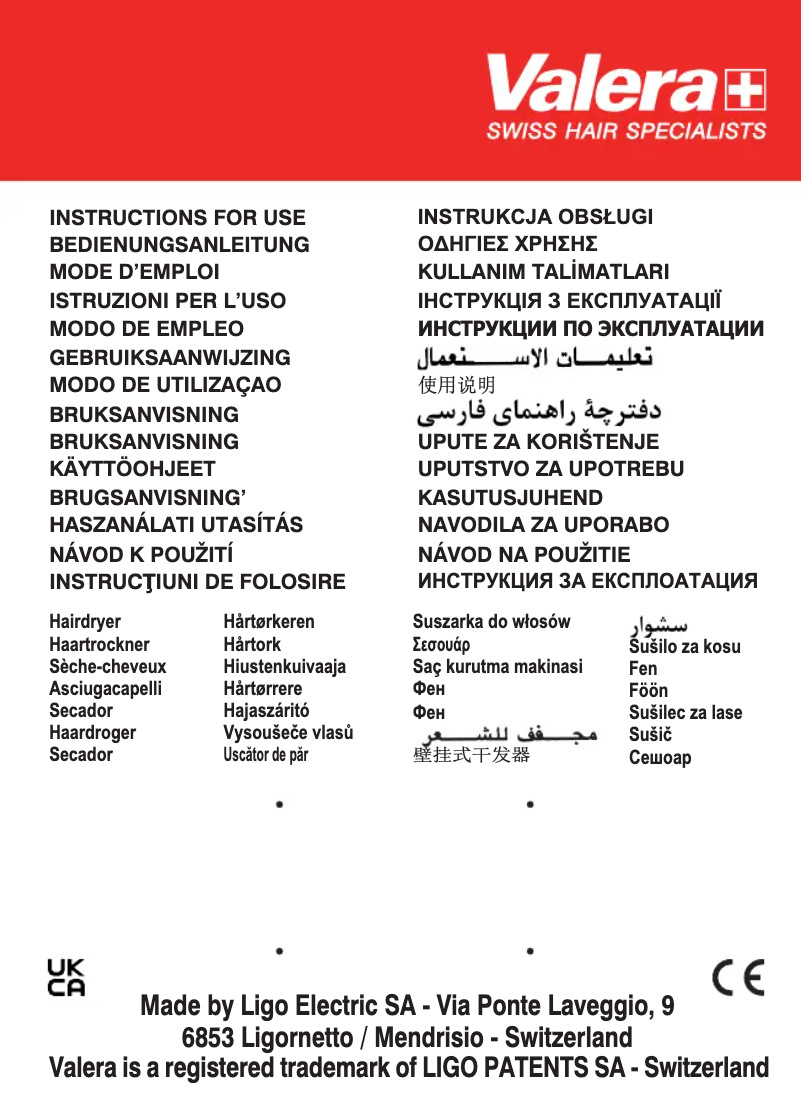 Page 1 de la notice Manuel utilisateur Valera Swiss Light 5400 Fold-Away Ionic