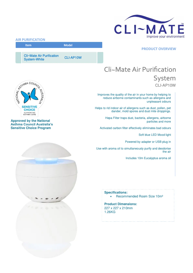 Page 1 de la notice Manuel utilisateur Cli-mate CLI-AP10