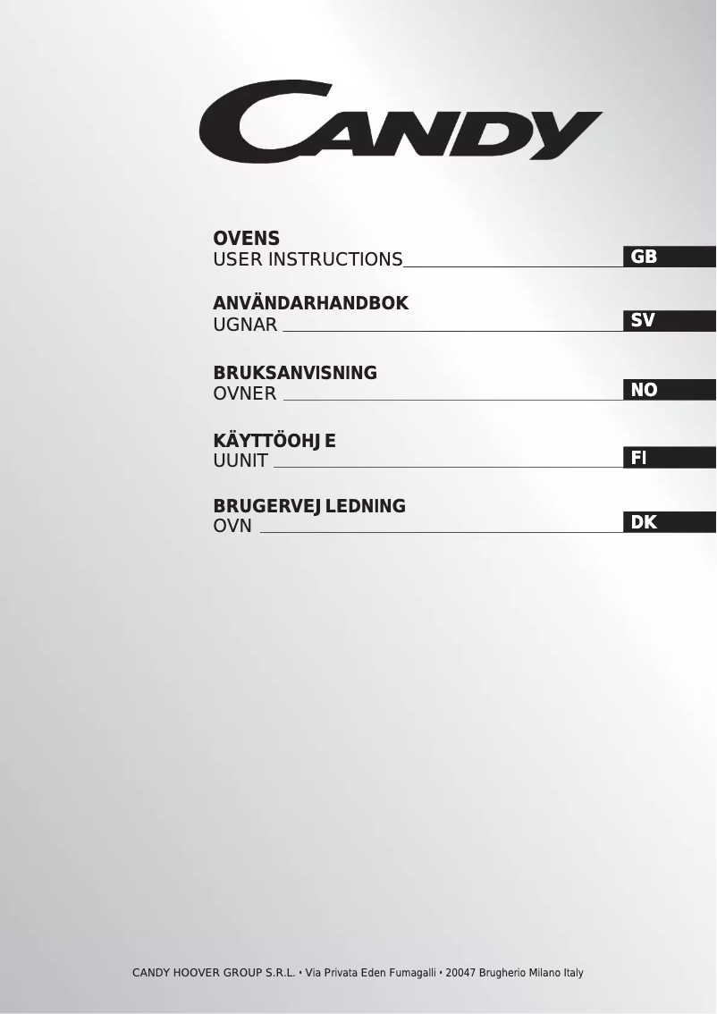 Page n°1 - Manuel utilisateur Candy FXP 6091 X