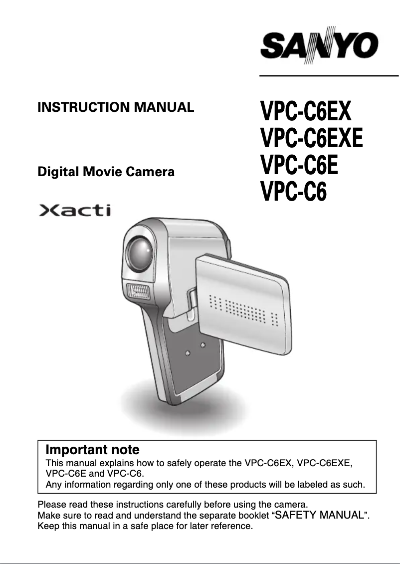 Page n°1 - Manuel utilisateur Sanyo Xacti VPC-C6