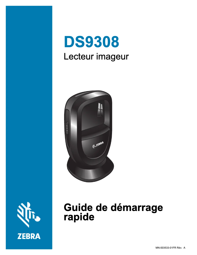 Page n°1 - Guide de démarrage rapide Zebra DS9308