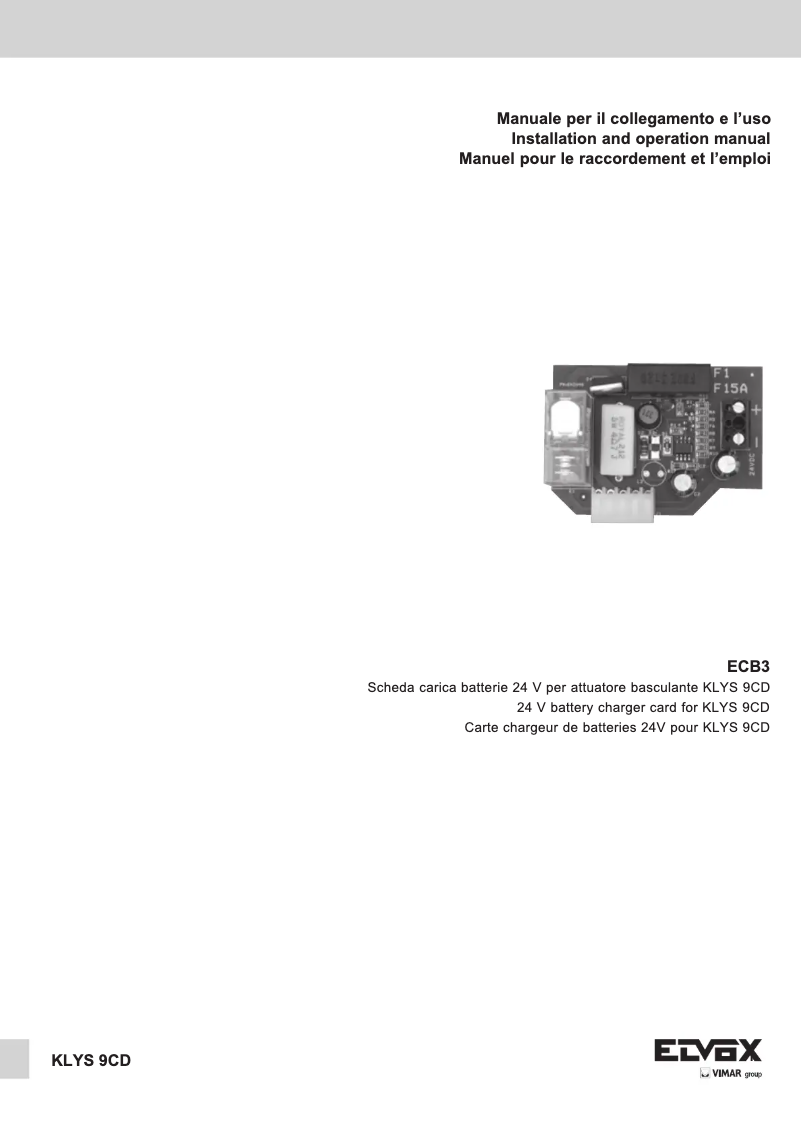 Page 1 de la notice Manuel utilisateur Vimar ELVOX ECB3