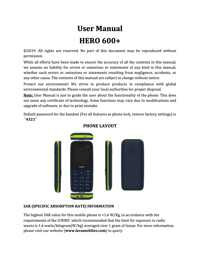 Image de la première page du manuel de l'appareil Hero 600+