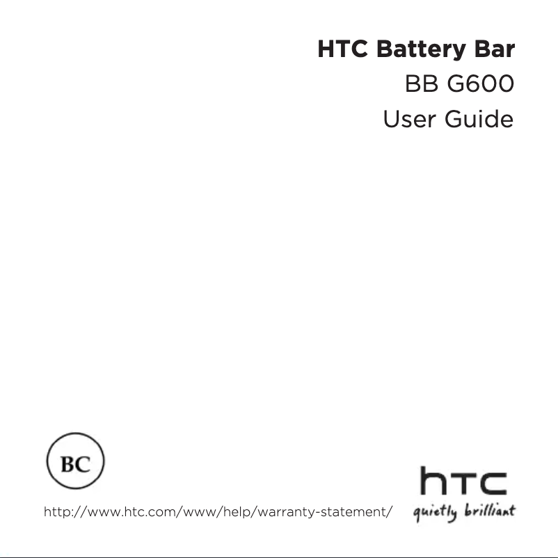 Page n°1 - Manuel utilisateur HTC Battery Bar BB G900