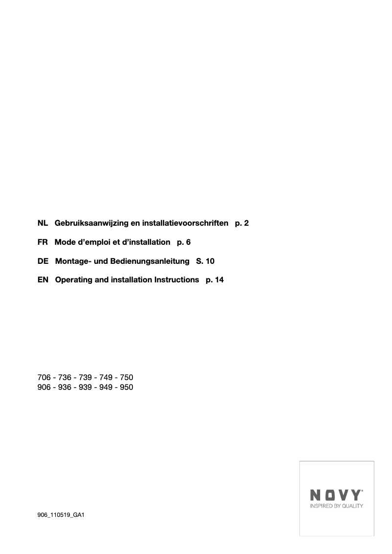 Page 1 de la notice Manuel utilisateur Novy 939