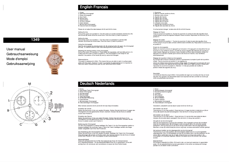 Page n°1 - Manuel utilisateur Davis 1349