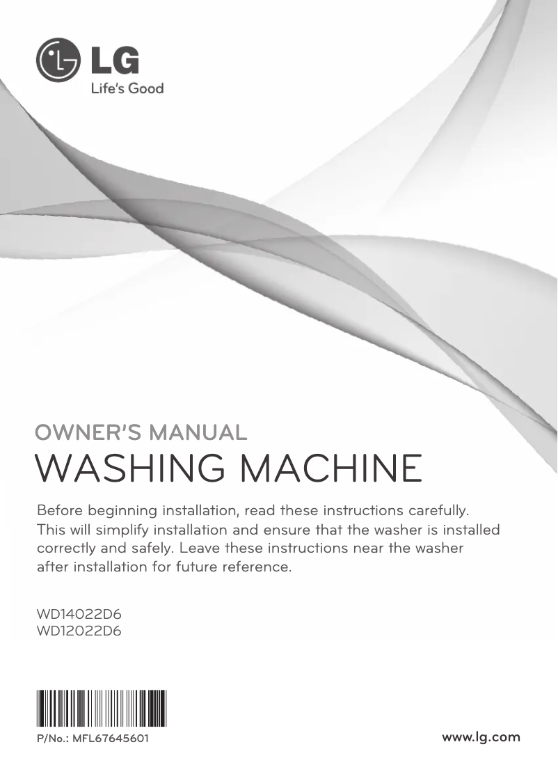 Page 1 de la notice Manuel utilisateur LG WD14022D6