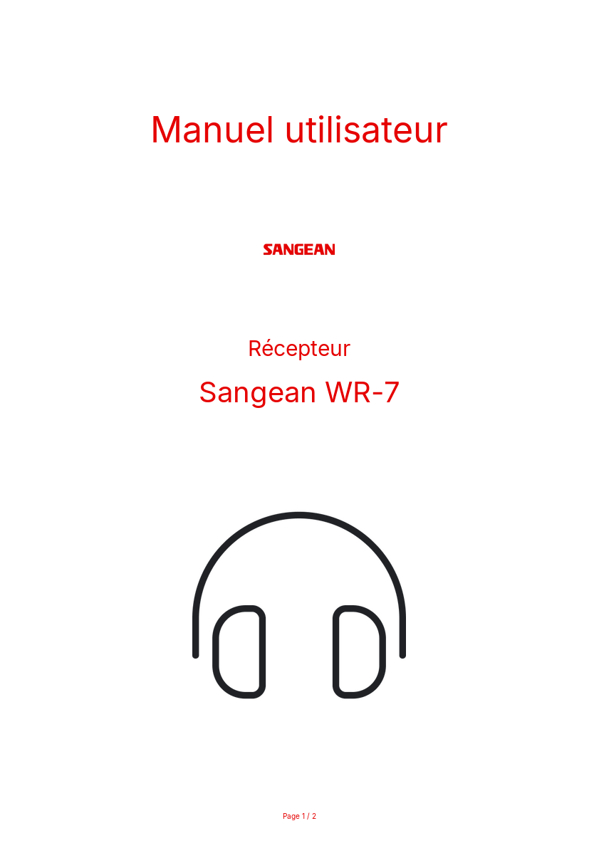 Image de la première page du manuel de l'appareil WR-7
