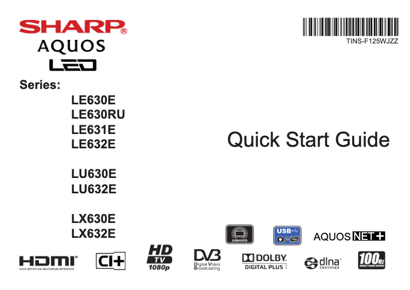Page n°1 - Manuel utilisateur Sharp LC-40LE632E