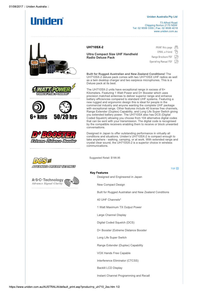 Página 1 del manual Manual de usuario Uniden UH710SX-2