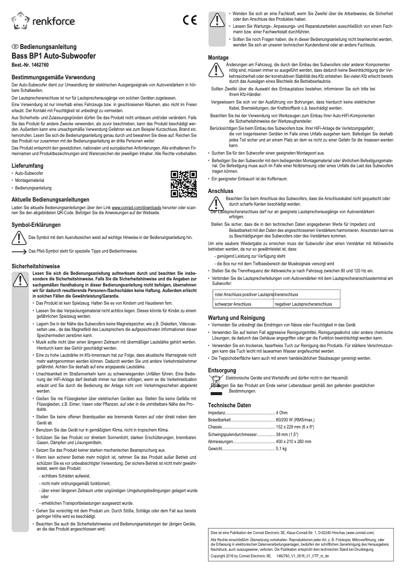 Imagen de la primera página del manual del dispositivo Bass BP1