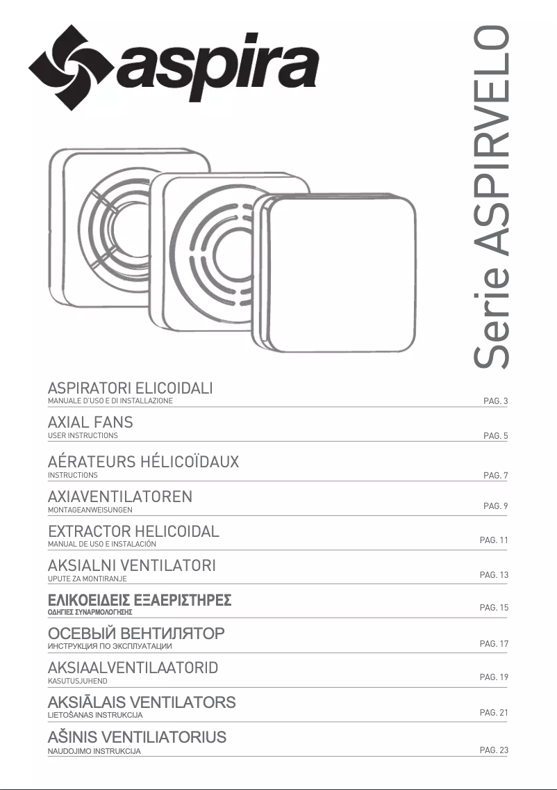 Image de la première page du manuel de l'appareil ASPIRVELO AIR