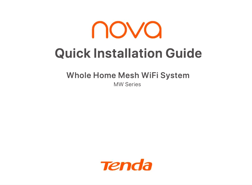 Page n°1 - Guide d'installation Tenda Nova MW3