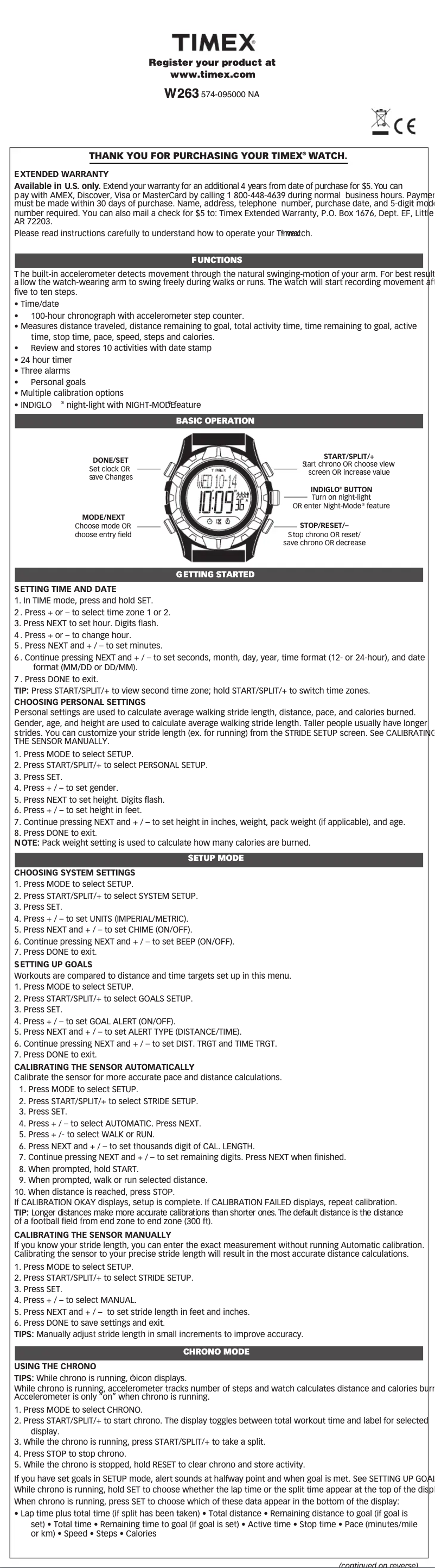 Page 1 de la notice Manuel utilisateur Timex Expedition Trail Mate T49845