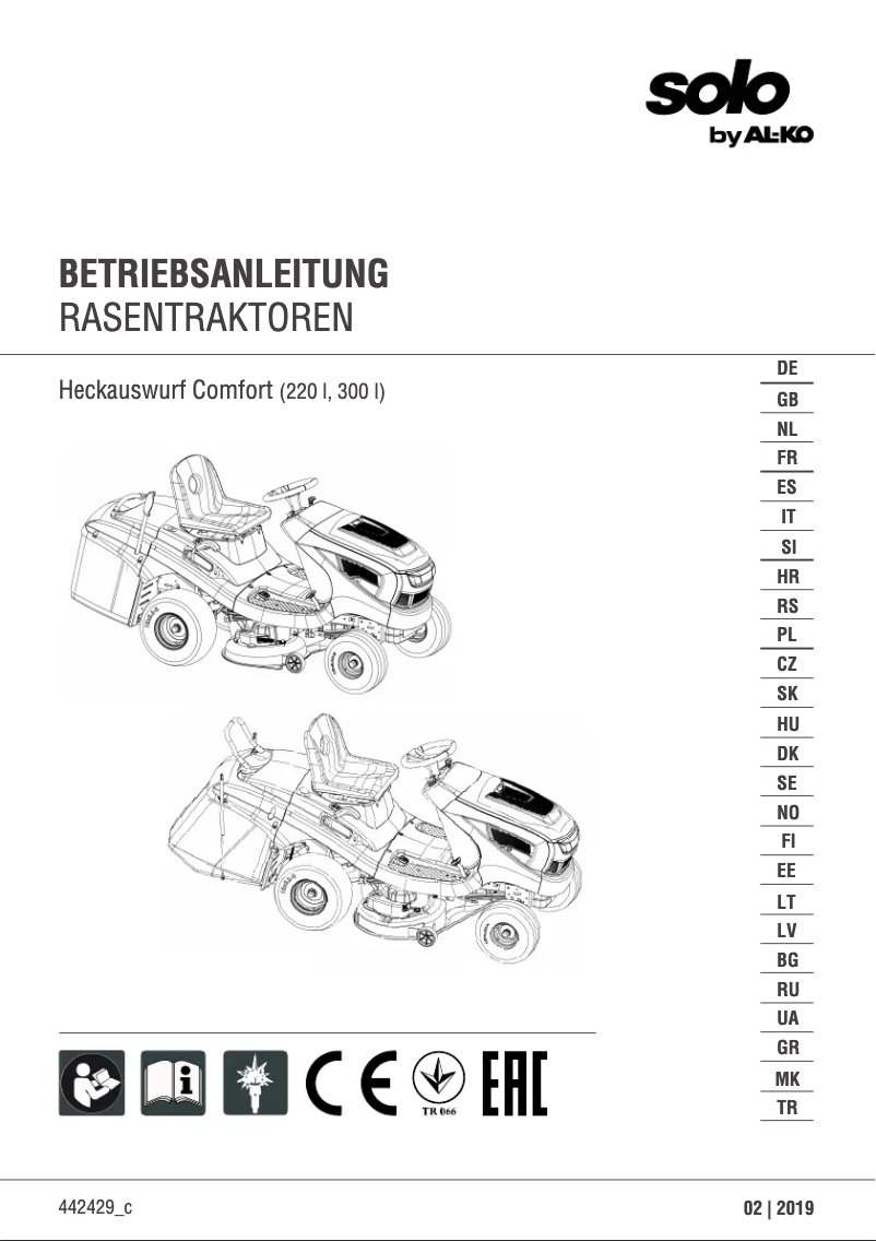 Page 1 de la notice Manuel utilisateur AL-KO Solo T 16-103.7 HD V2 Comfort