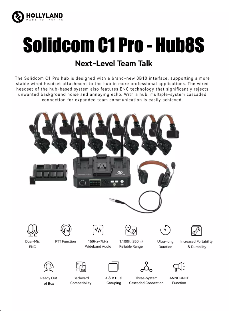 Page 1 de la notice Brochure Hollyland Solidcom C1 Pro