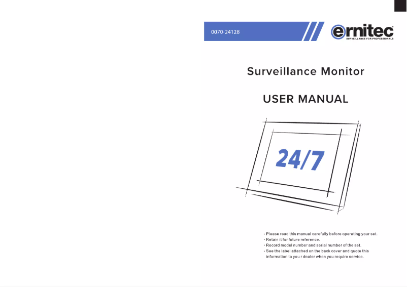 Page 1 de la notice Manuel utilisateur Ernitec 0070-24228