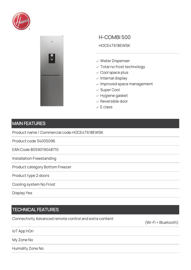 Image de la première page du manuel de l'appareil HOCE4T618EWSK