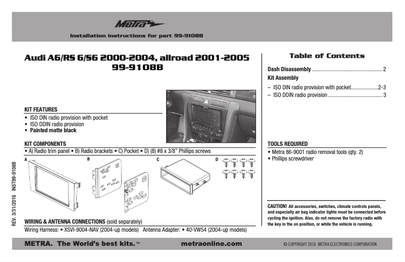 Page n°1 - Mode d'emploi Metra 99-9108B