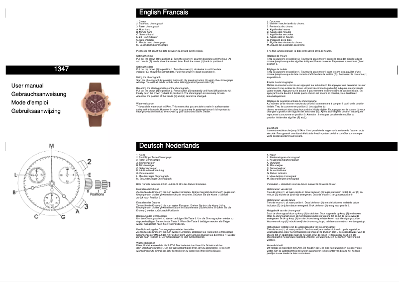 Page n°1 - Manuel utilisateur Davis 1347