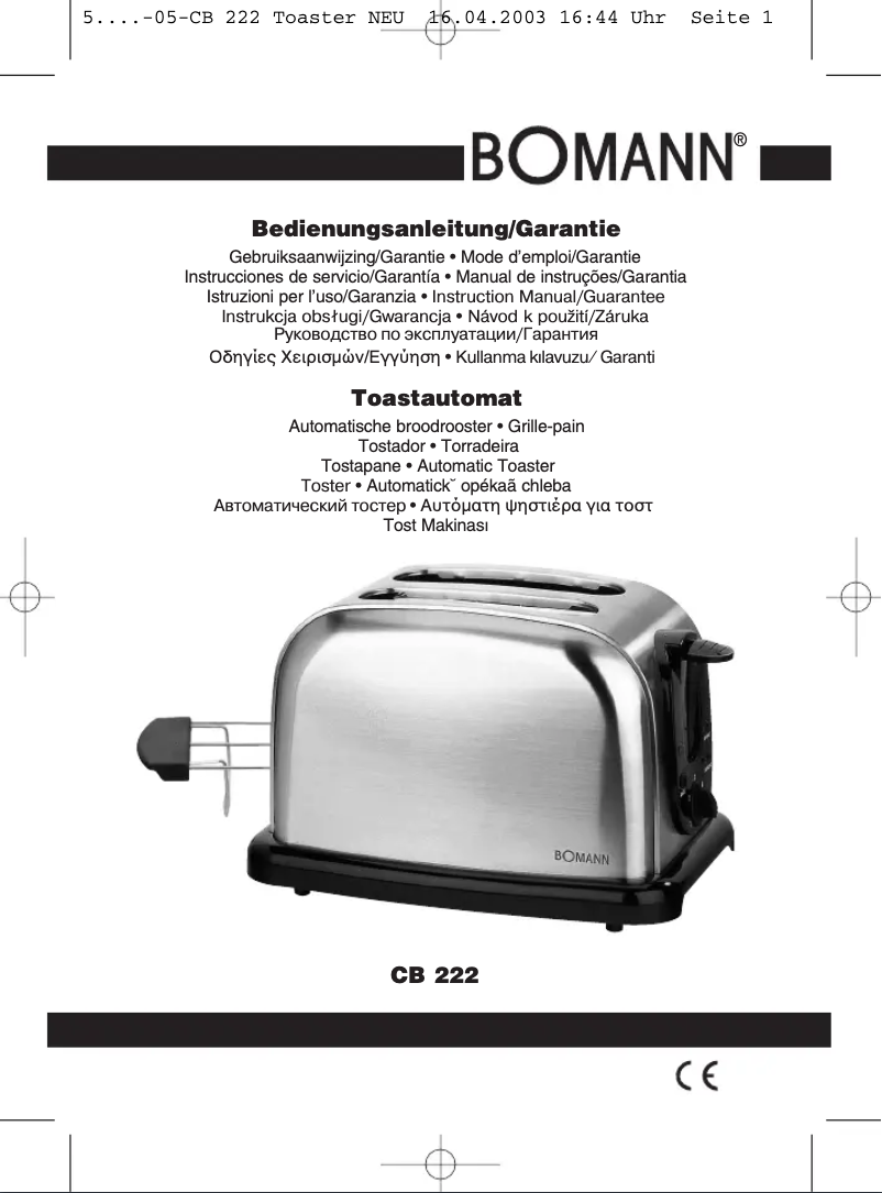 Page 1 de la notice Manuel utilisateur Bomann CB 222