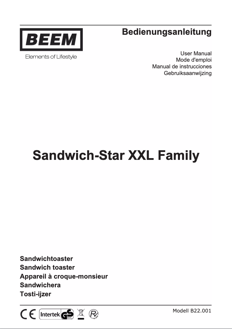 Image de la première page du manuel de l'appareil Sandwich-Star XXL Family