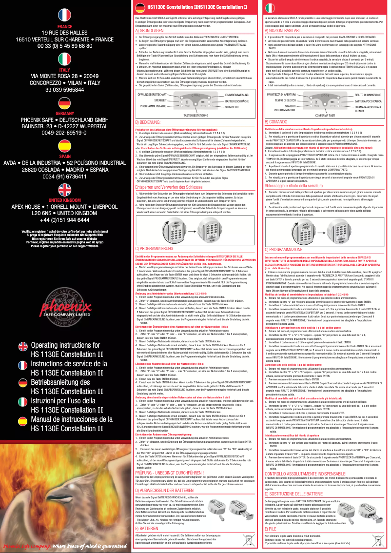 Page 1 de la notice Manuel utilisateur Phoenix Constellation II HS1132K
