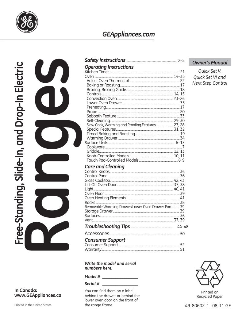 Page n°1 - Manuel d'utilisation et d'entretien Adora JBP77SMSS