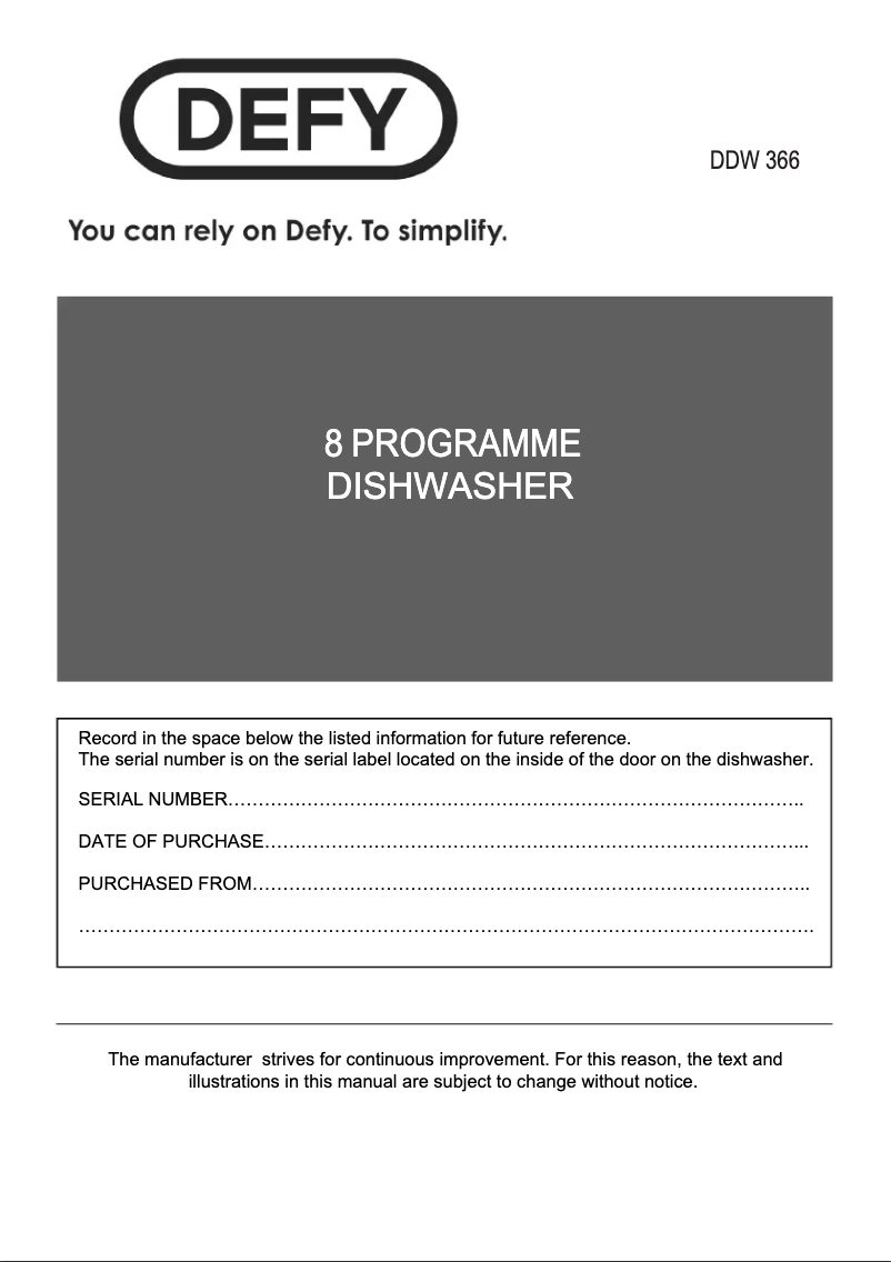 Page 1 de la notice Manuel utilisateur Defy DDW 366