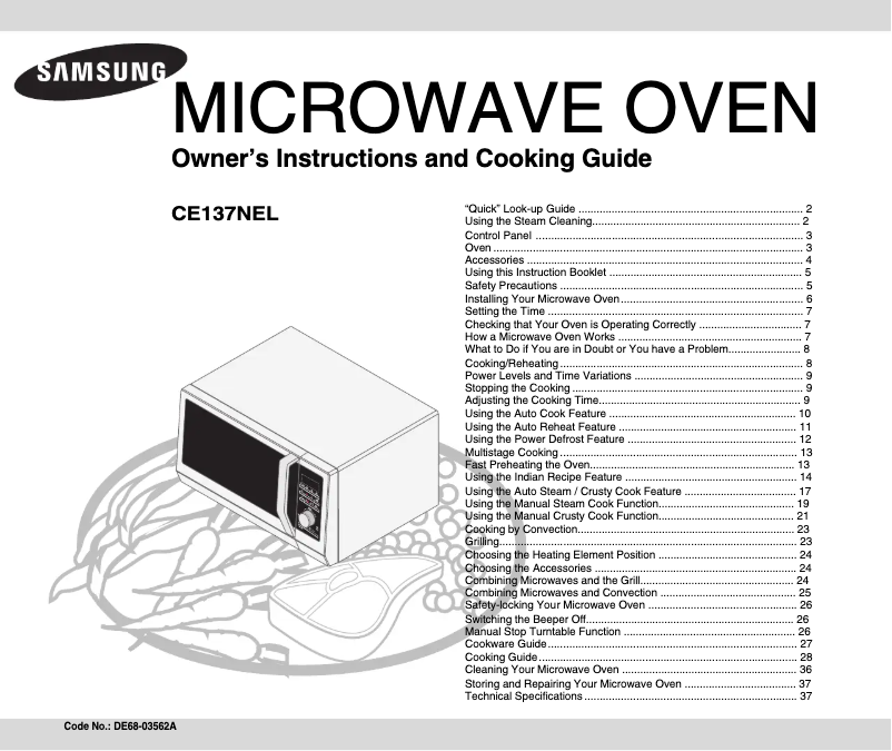 Page 1 de la notice Manuel utilisateur Samsung CE137NEL
