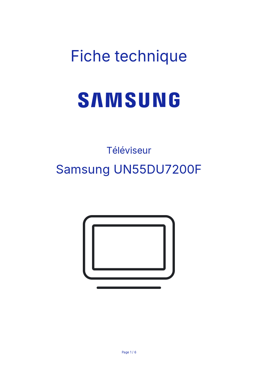 Page n°1 - Fiche technique Samsung UN55DU7200F