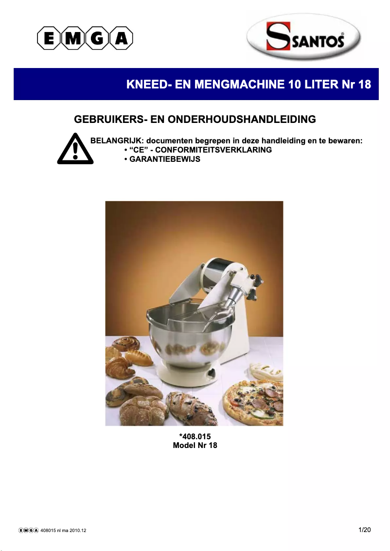 Page 1 de la notice Manuel utilisateur Santos N° 18