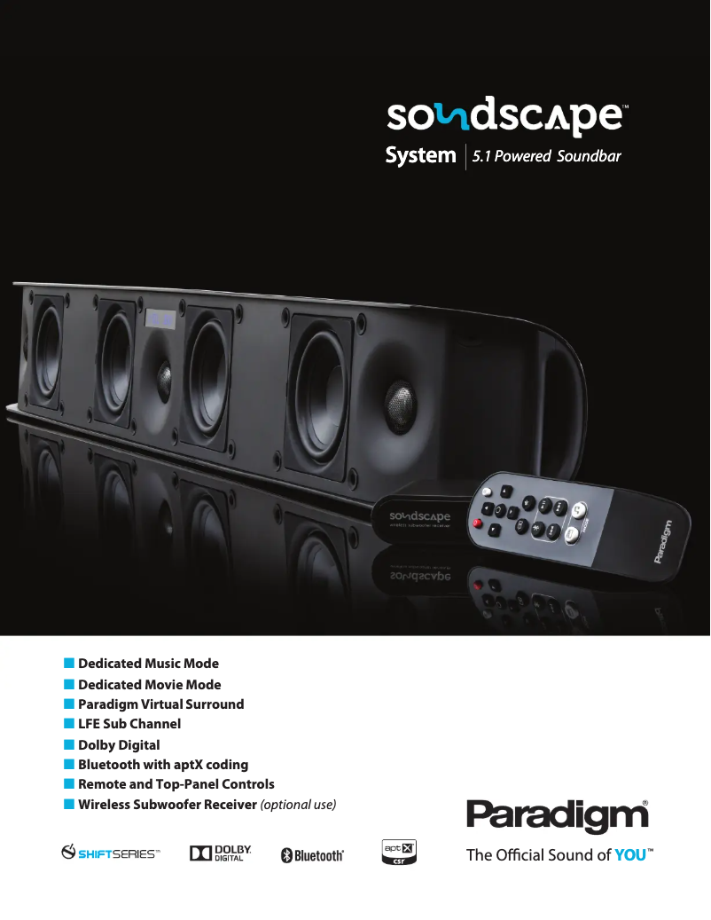 Page 1 of the manual Technical Sheet Paradigm Soundscape