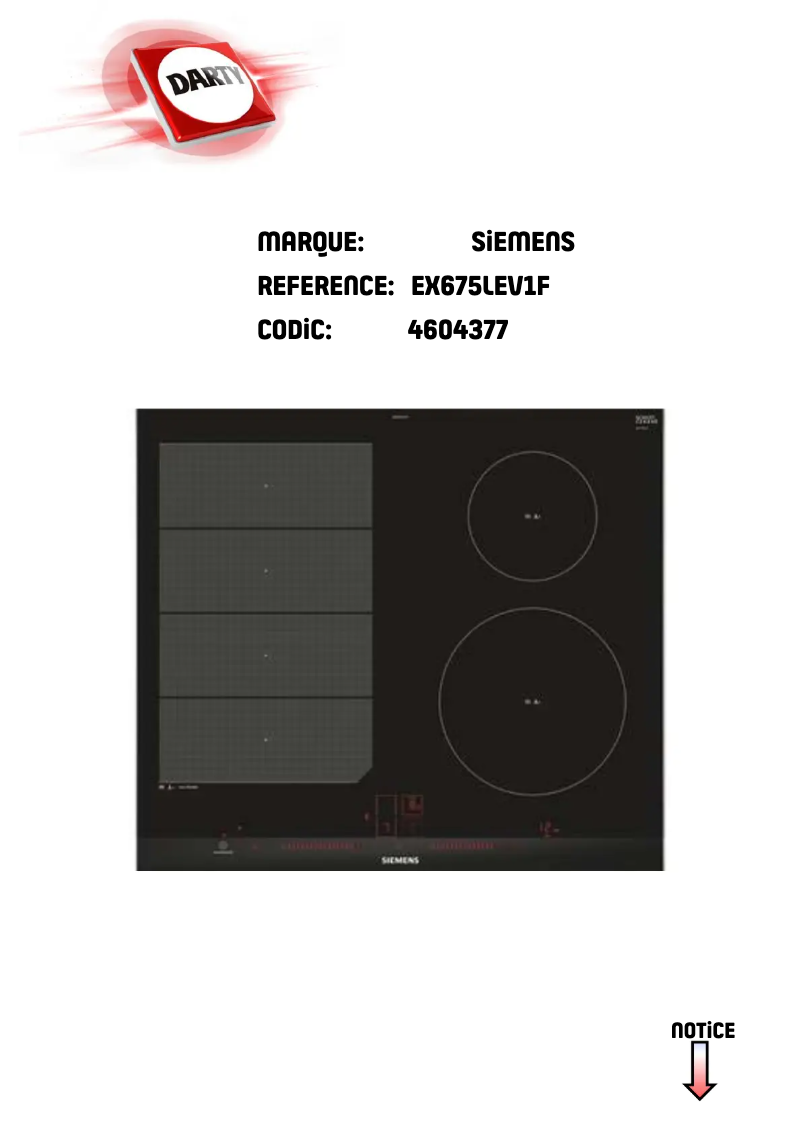 Page 1 de la notice Manuel utilisateur Siemens EX675LEV1F