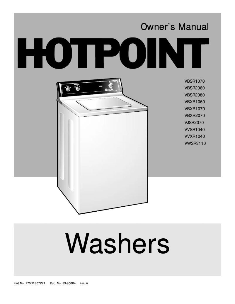 Page n°1 - Manuel d'utilisation et d'entretien Hotpoint VBSR2080WWW