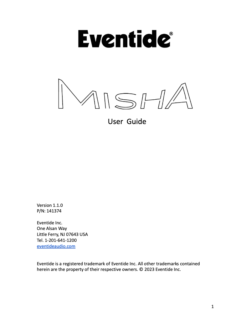 Image de la première page du manuel de l'appareil Misha