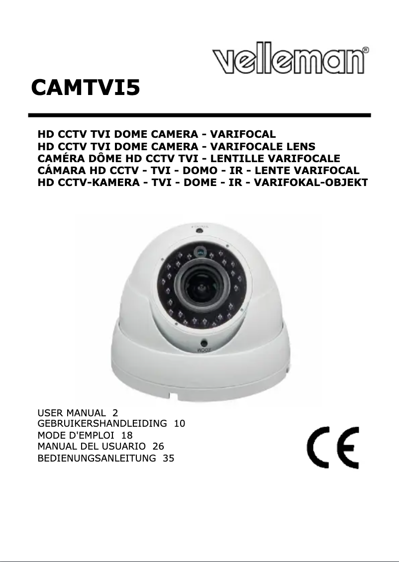 Page 1 de la notice Manuel utilisateur Velleman CAMTVI5