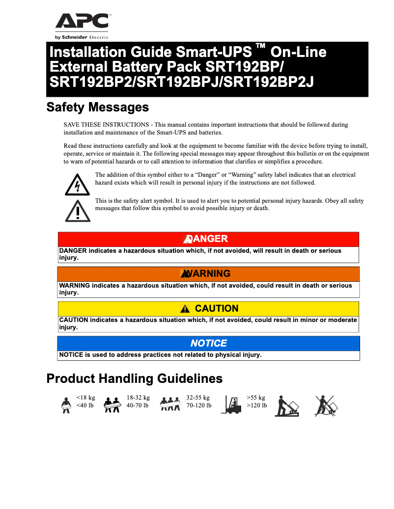 Page 1 de la notice Manuel utilisateur APC Smart-UPS SRT192BP2