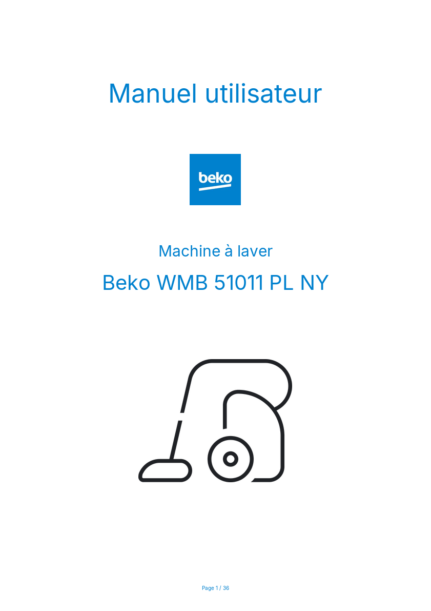 Page n°1 - Manuel utilisateur Beko WMB 51011 PL NY