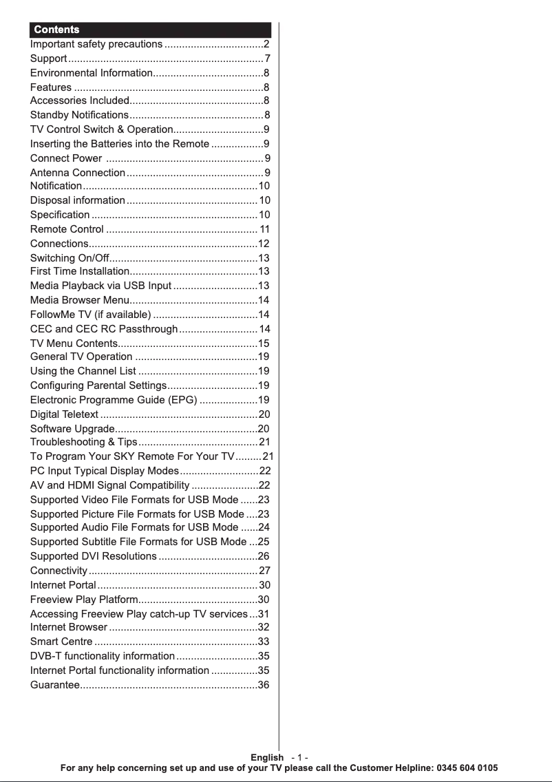 Page 1 de la notice Manuel utilisateur Hitachi 43HB6T72U