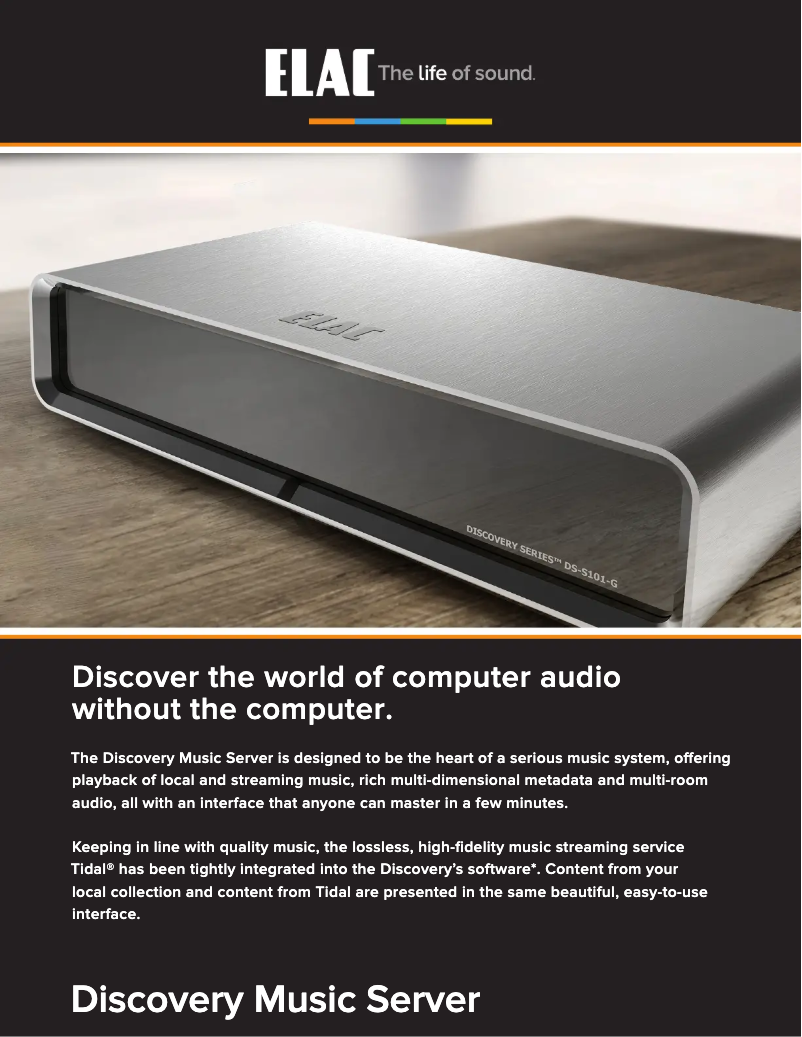 Page 1 de la notice Manuel utilisateur ELAC Discovery DS-S101