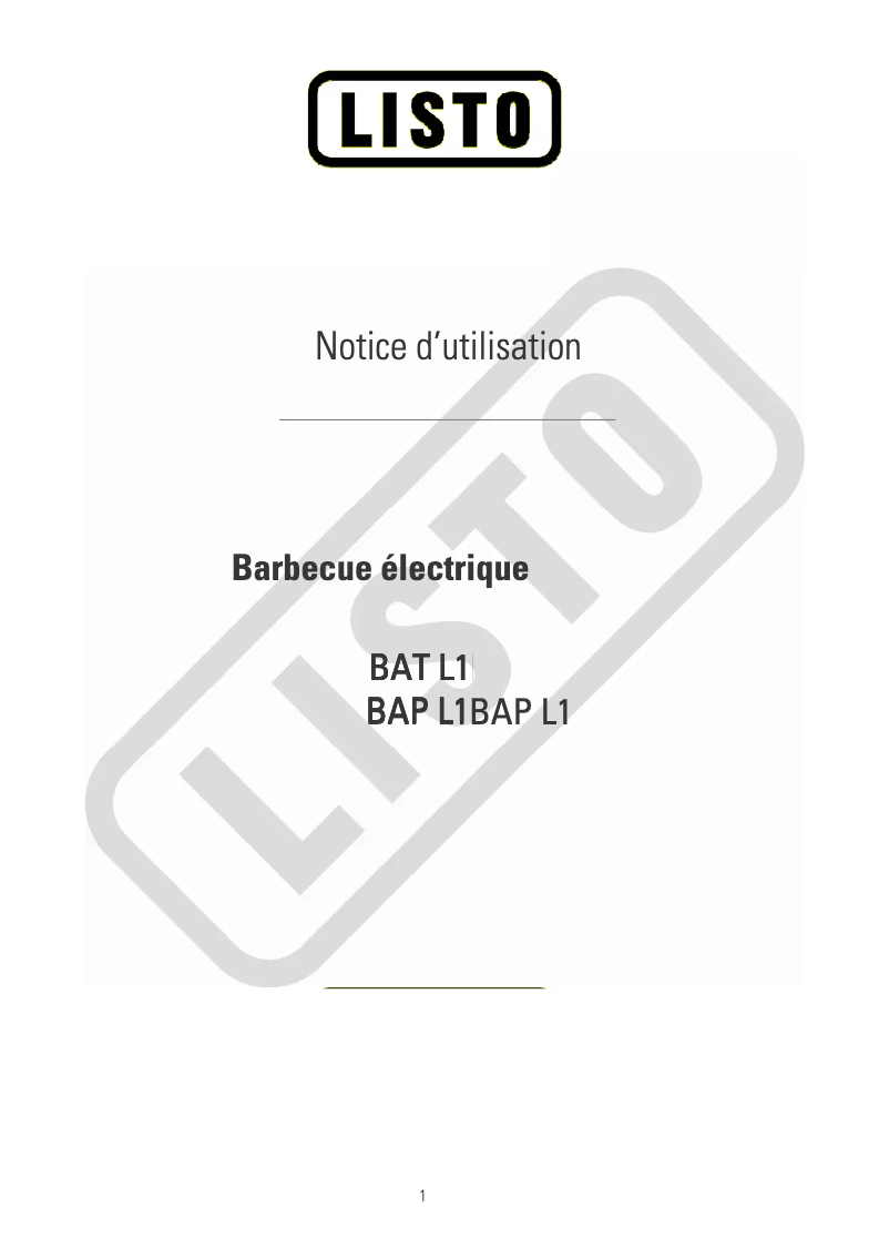 Page 1 de la notice Manuel utilisateur Listo BAT L1