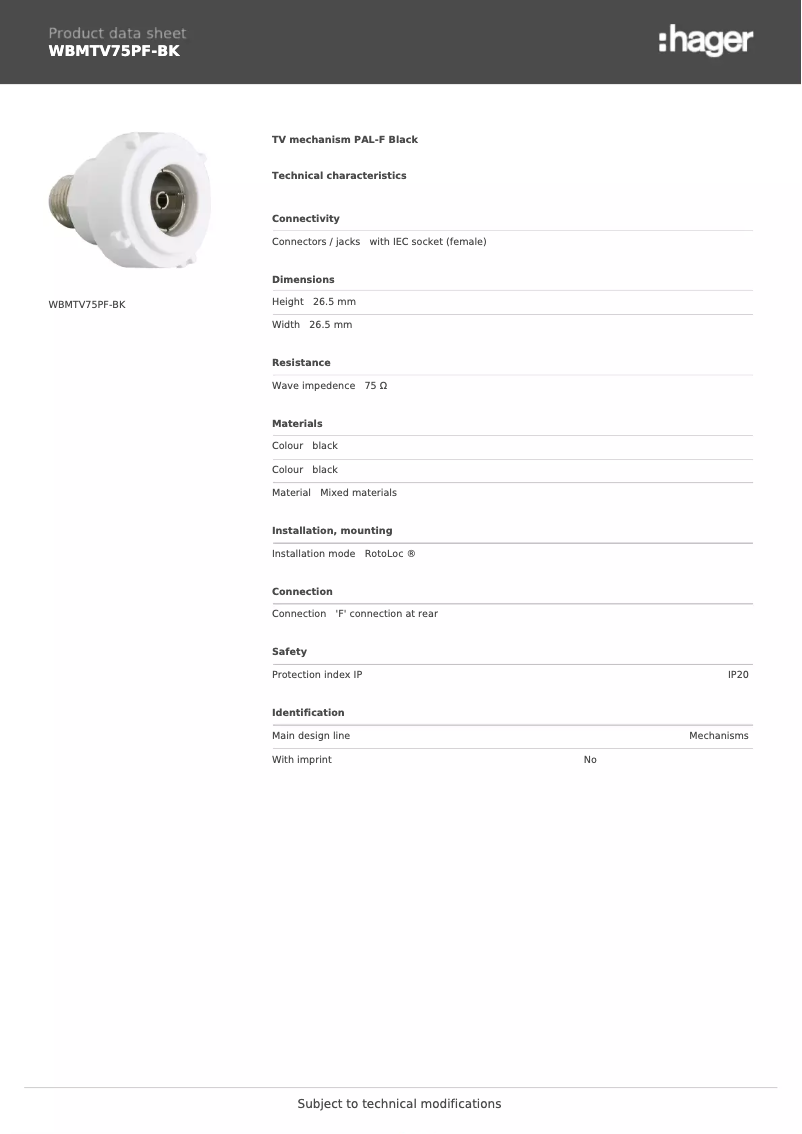 Image de la première page du manuel de l'appareil WBMTV75PF