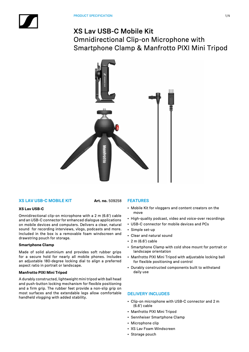 Image de la première page du manuel de l'appareil XS Lav USB-C