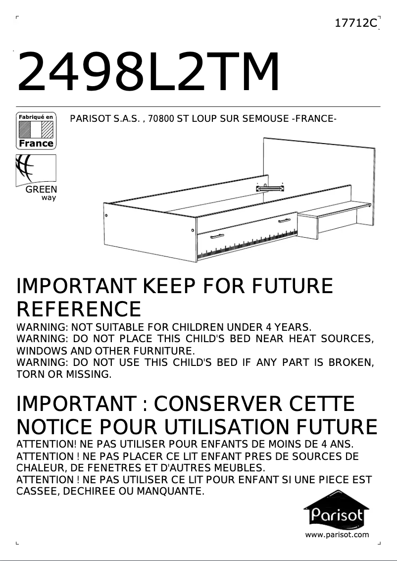Page n°1 - Manuel utilisateur Parisot Charly 2498L2TM