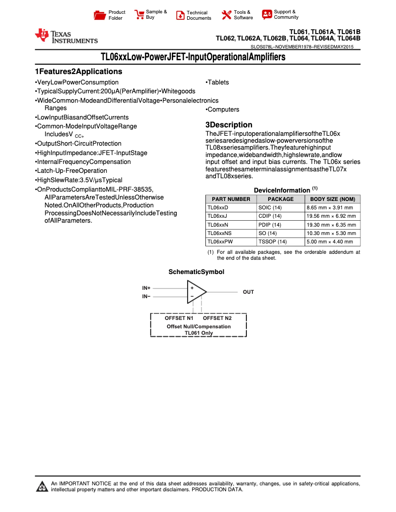 Image de la première page du manuel de l'appareil TL064BCN