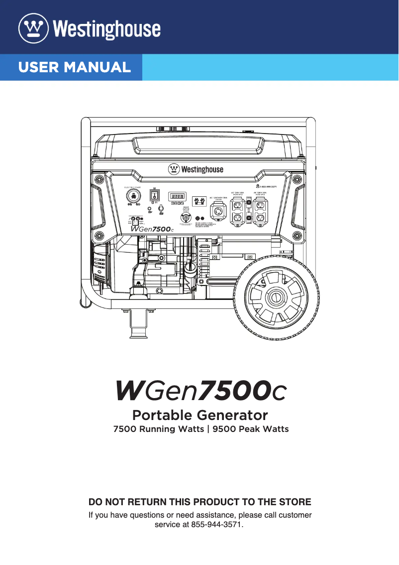 Page n°1 - Manuel utilisateur Westinghouse WGen7500c